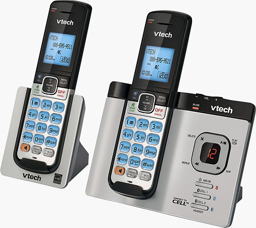 Best Buy Vtech Ds6621 2 Dect 6 0 Bluetooth Connect To Cell Cordless Phone With Digital Answering System With 2 Handsets Silver Ds6621 2