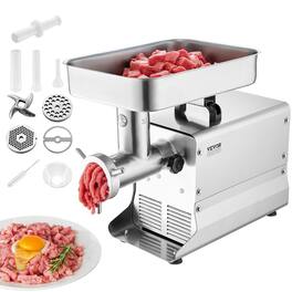 VEVOR - Meat Grinder, 21 Lbs/Min Capacity Electric Stainless Steel Meat Grinders with Blade, Grinding Plate, Sausage Maker - Silver