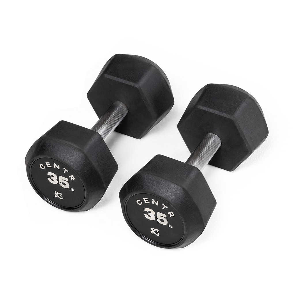 35lb Rubber Dumbbell Centr Star - Black