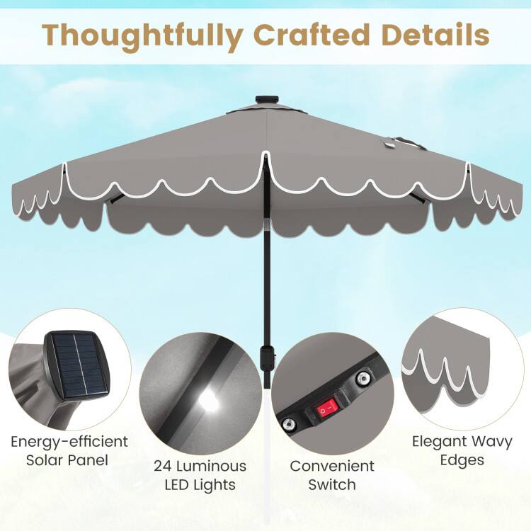 Thoughtfully Crafted Details

- Energy-efficient Solar Panel
- 24 Luminous LED Lights
- Convenient Switch
- Elegant Wavy Edges