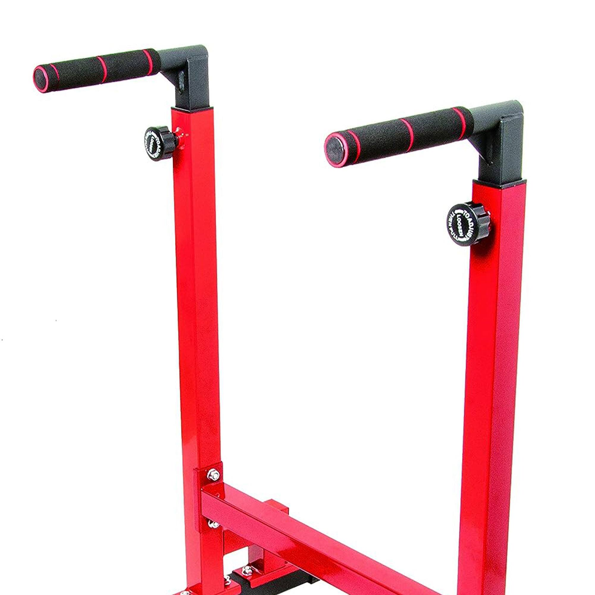 Alt View 7. BalanceFrom Fitness - BalanceFrom Multi-Function Home Gym Exercise Dip Stand, 500lb Capacity, Red - Red.