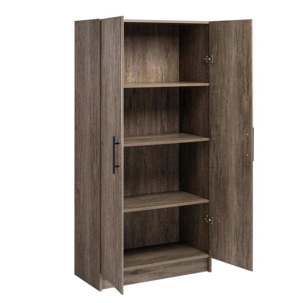 Back. Prepac - Elite 32 inch Storage Cabinet, Drifted Gray - Gray.