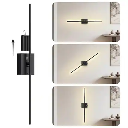 Front. TECH SAFARI - Operated Wall Sconces Set Of Two Lights For Living Room Wireless Modern Rechargeable Sconce Decor Light No - 30 inchs 1.
