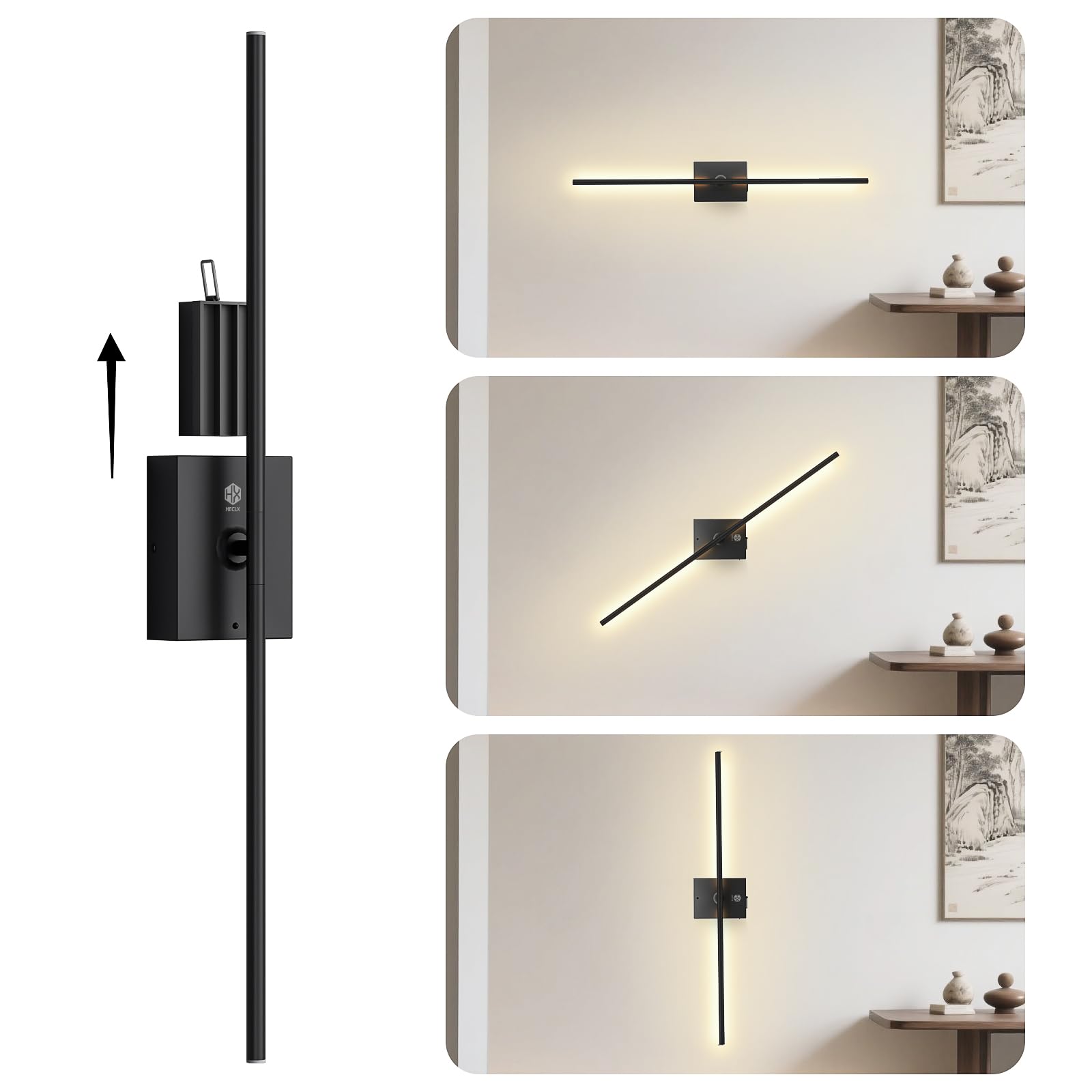 Front. TECH SAFARI - Operated Wall Sconces Set Of Two Lights For Living Room Wireless Modern Rechargeable Sconce Decor Light No - 30 inchs 1.