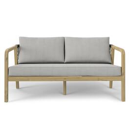 Simpli Home - Palmetto SOLID ACACIA WOOD 58 inch Wide Contemporary Outdoor Sofa in Polyester Fabric, Fully Assembled - Stone Grey