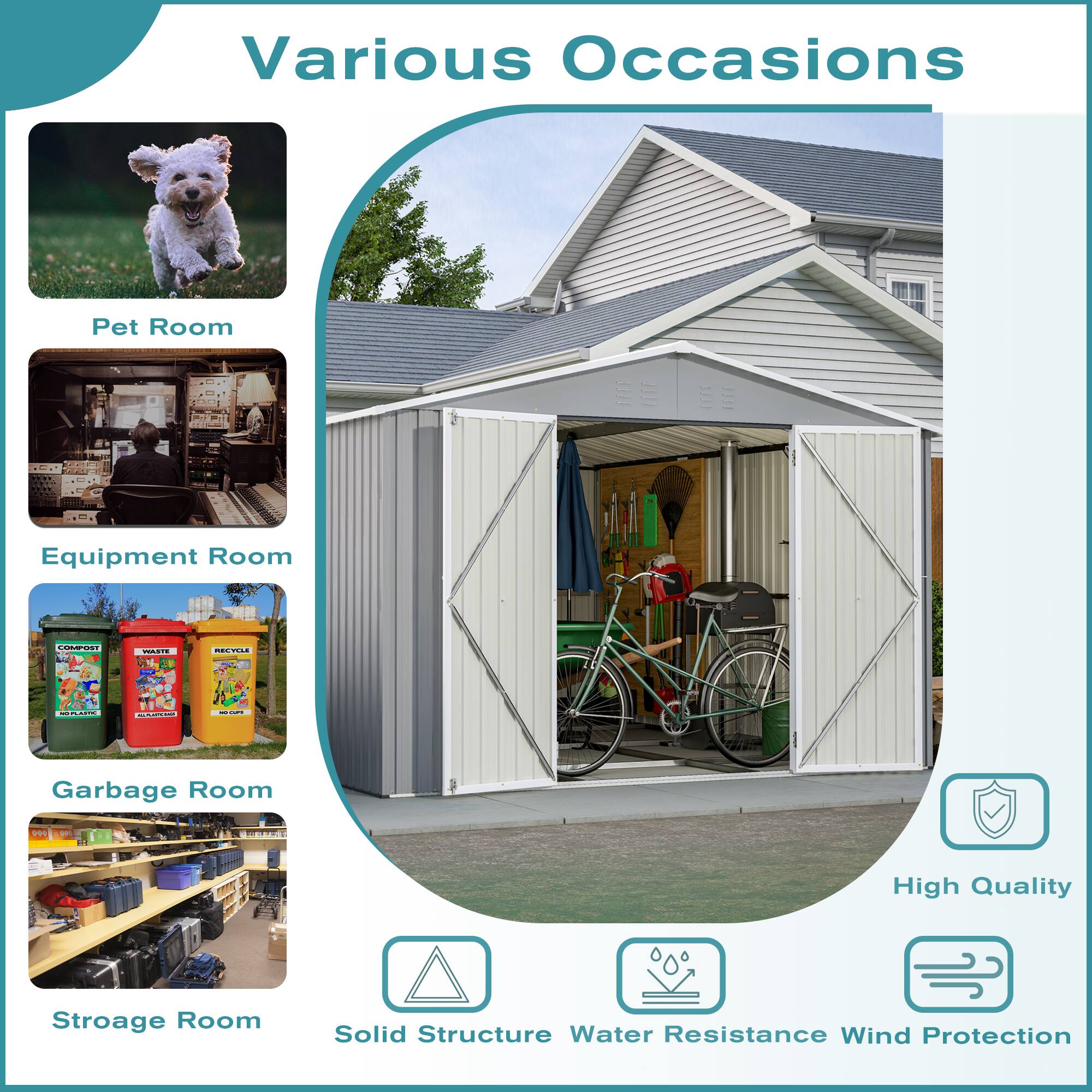 Various Occasions

Pet Room
Equipment Room
Garbage Room
Storage Room

High Quality
Solid Structure
Water Resistance
Wind Protection