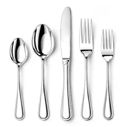 Front. Dazzed Corner - Silverware set for 8, 40 Pieces Heavy Duty Flatware - Silver.