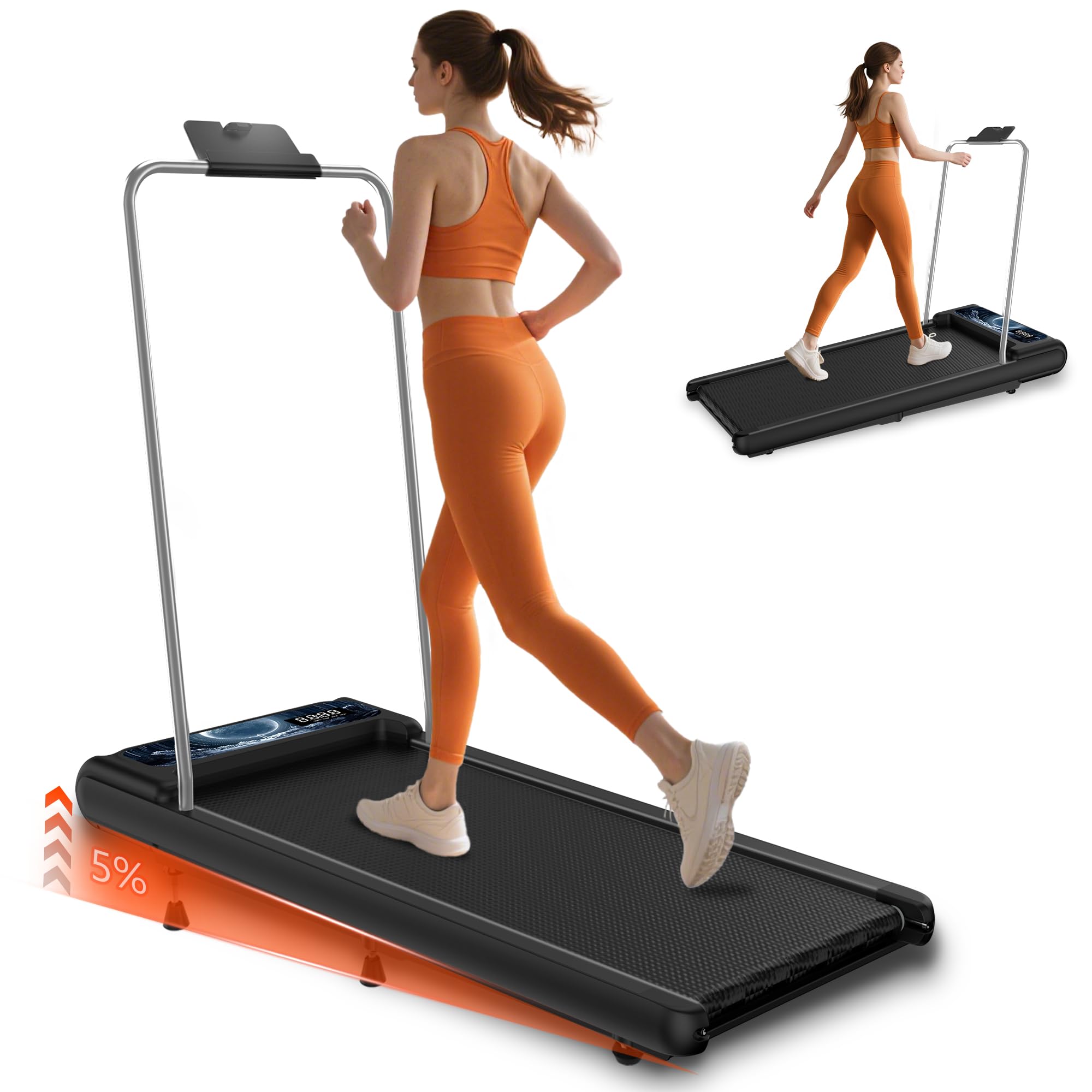 ThinkLink Electronic - Walking Treadmill With Removable Handle Treadmills For Home And Office Capacity Under Desk App remote Control - Blue