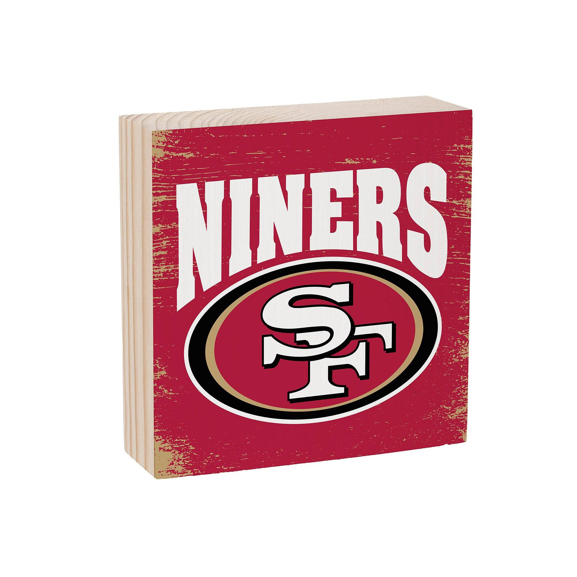 Alt View 1. Evergreen Enterprises - San Francisco 49ers 6" Square Fan Chant Wood Block Shelf Sign - Multicolor.