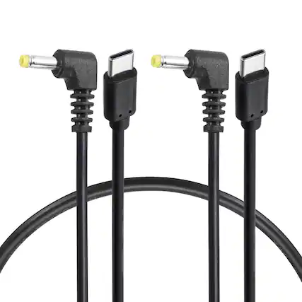 Front. Unique Bargains - USB C to DC Power Cable, 15V 3A 45W, 4.0x1.7mm, PD Trigger for Laptop/Monitor/Security Camera, 2pcs - Black.