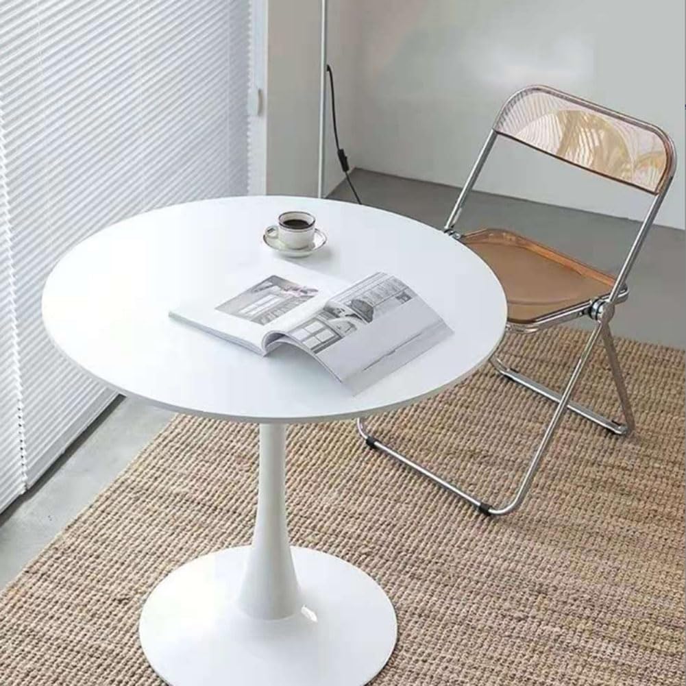 Alt View 3. MAGICAL RUBS - 23.4" Tulip Dining Table  White For 2-4 People Mid-century Modern Style Round Mdf Top With Sturdy Base Room Living Cafe - 60cm.