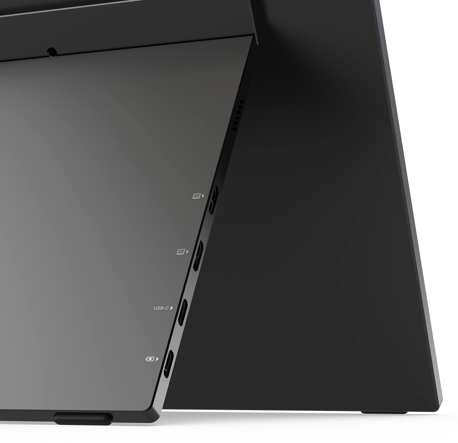 Left. MINIX - SF15 FOLD Stacked Portable Monitor, 15.6" 1080P Dual Foldable Travel Display Triple Laptop Screen Extender for PC Mac - Black.