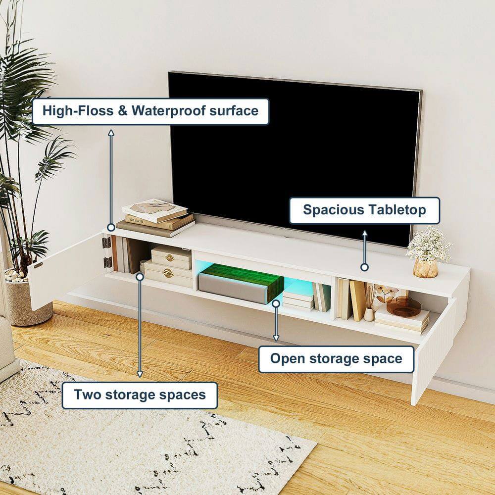 High-Floss & Waterproof surface  
Spacious Tabletop  
Open storage space  
Two storage spaces