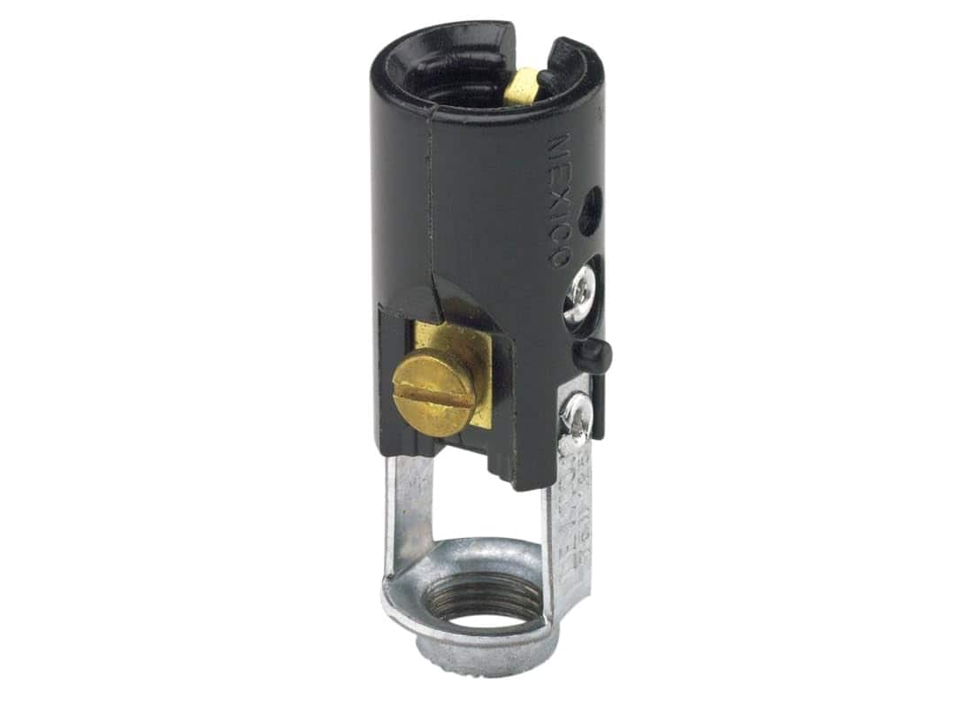 Leviton - Candelabra Keyless One-Piece Phenolic Lampholder Hickey Mount Back-Wired 75W Model 10025 - Black