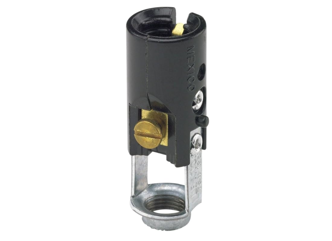 Front. Leviton - Candelabra Keyless One-Piece Phenolic Lampholder Hickey Mount Back-Wired 75W Model 10025 - Black.