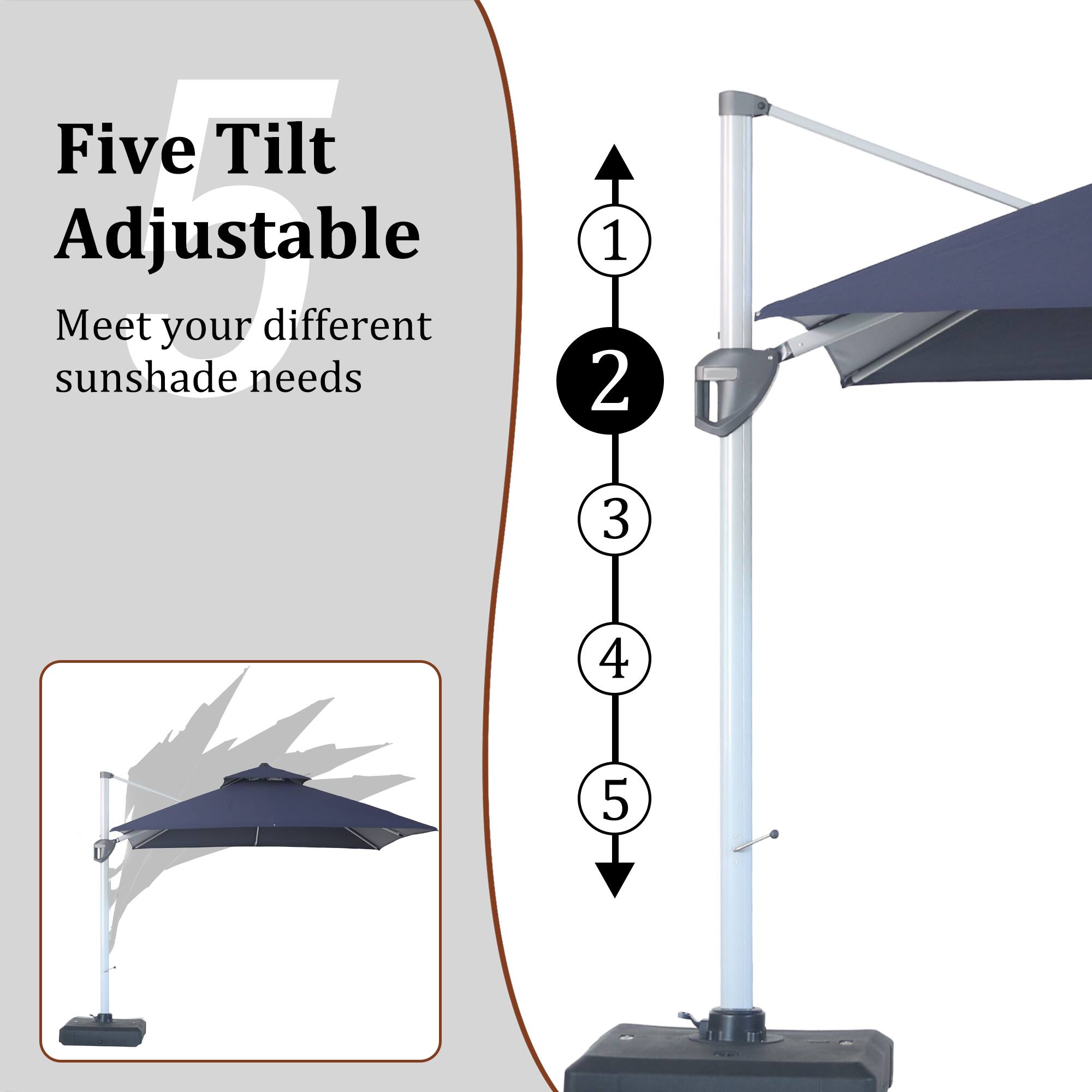 Five Tilt Adjustable  
Meet your different sunshade needs