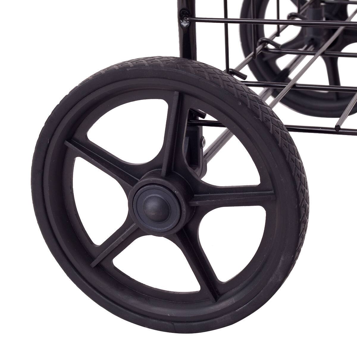 Alt View 17. Costway - Folding Shopping Cart Jumbo Basket Grocery Laundry with Swivel Wheels - Black.