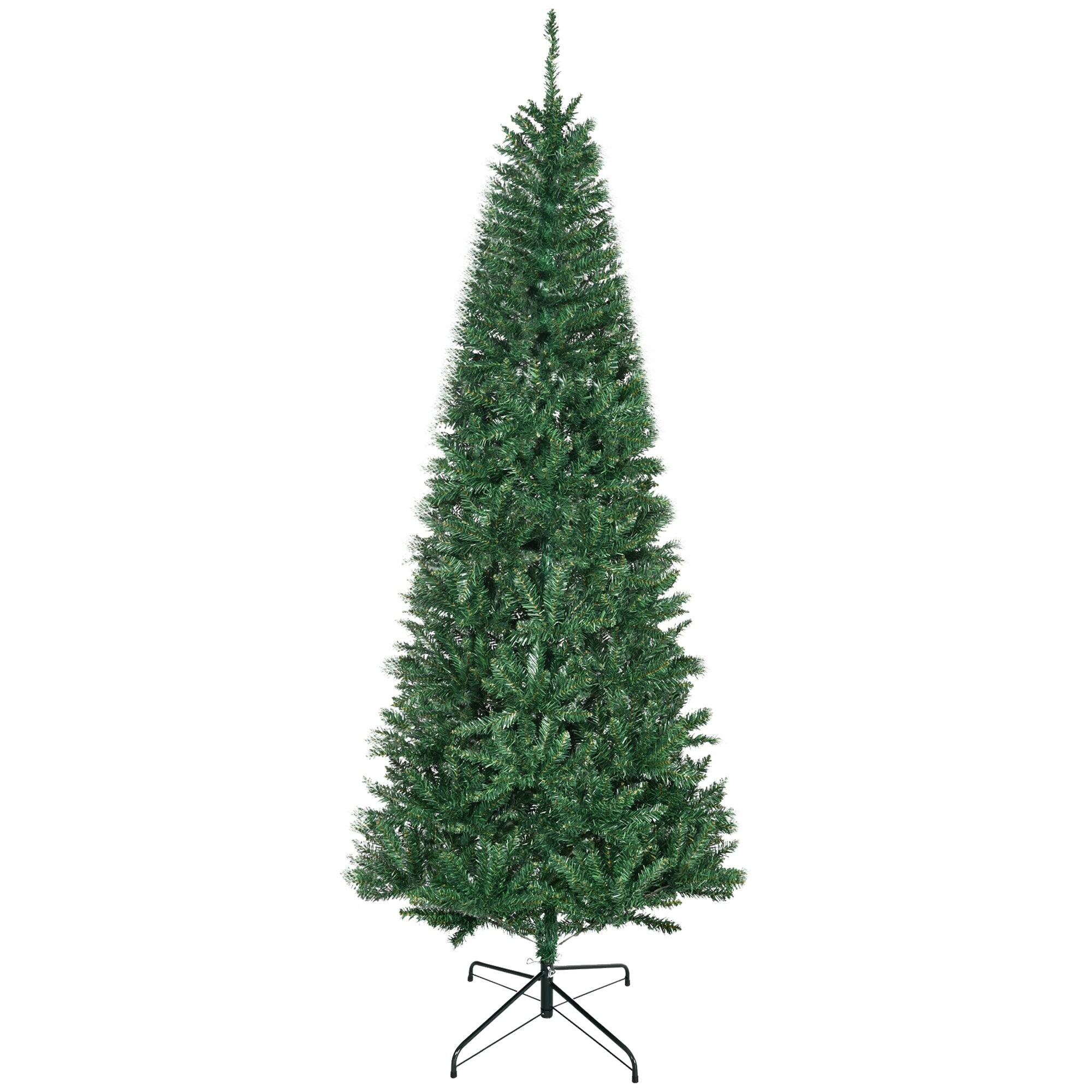 Alt View 6. BreeBe - 7 ft Tall Unlit Slim Fir Artificial Christmas Tree with Realistic Branches - Green.