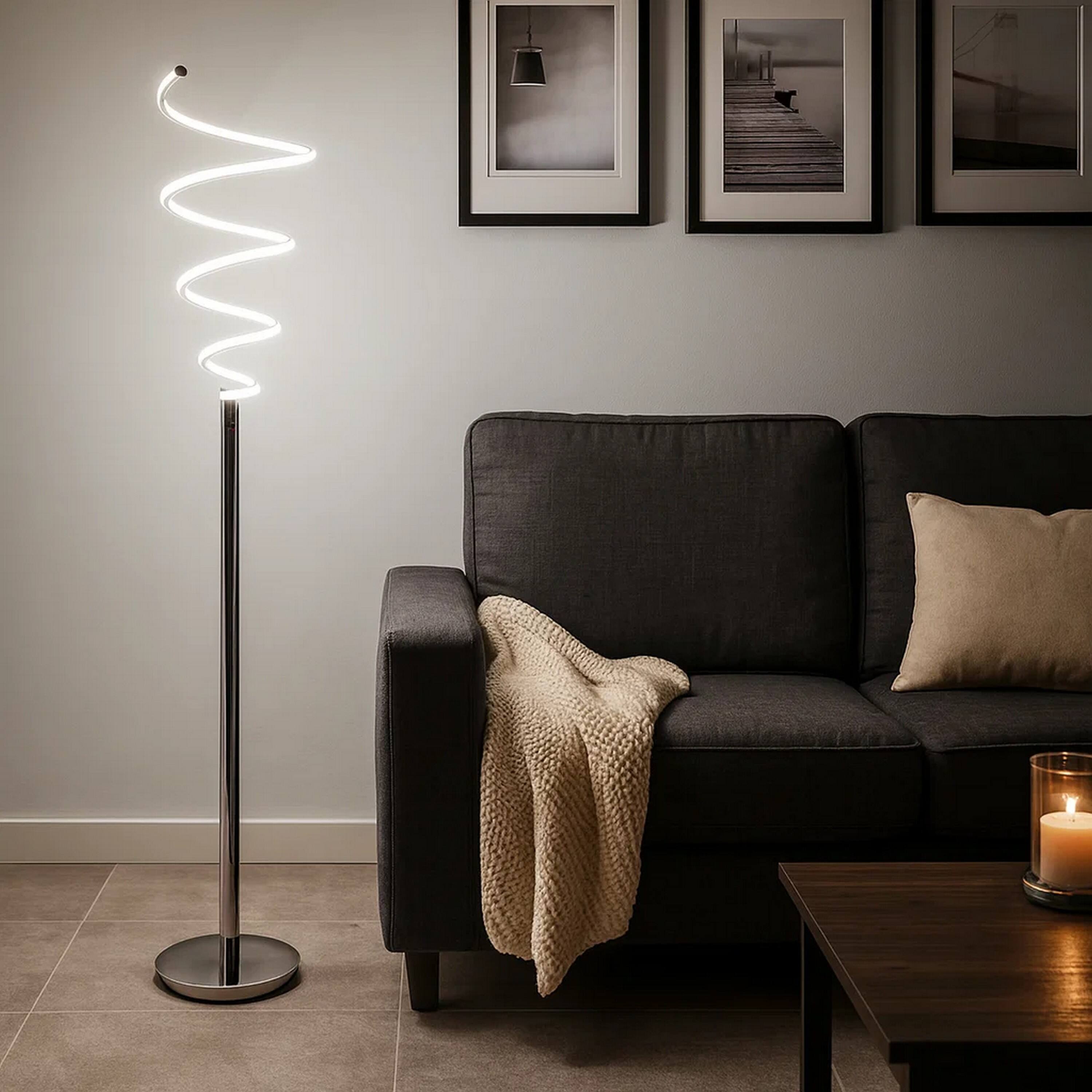 Alt View 2. Manhattan Lane - Sun 58 Inch Floor Lamp, Accent Twisted Modern Design, LED Chrome Base.
