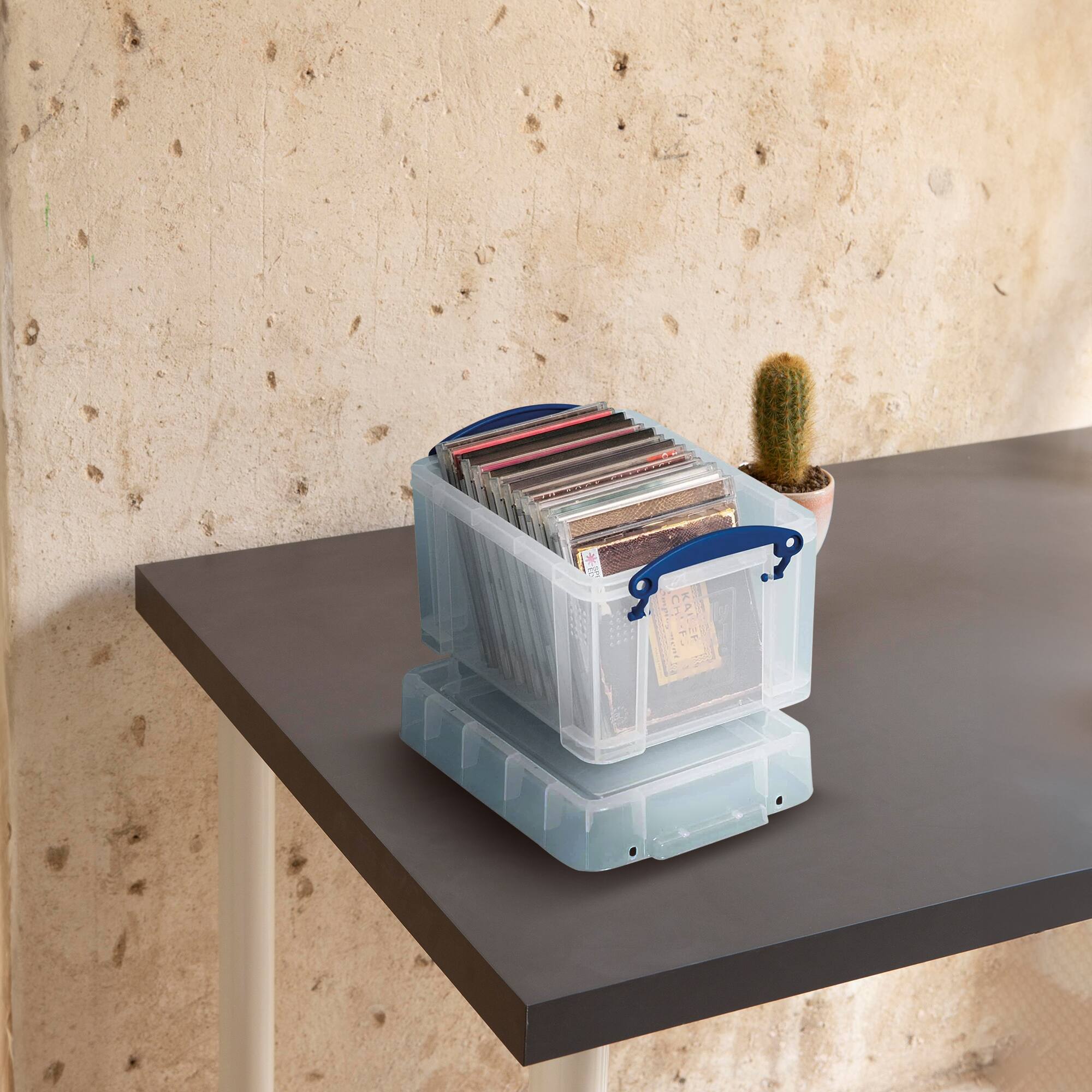 Alt View 3. Really Useful Box - Really Useful Box 3 Liter Snap Lid Storage Bin for Music Storage, Clear (4 Pack) - Clear.