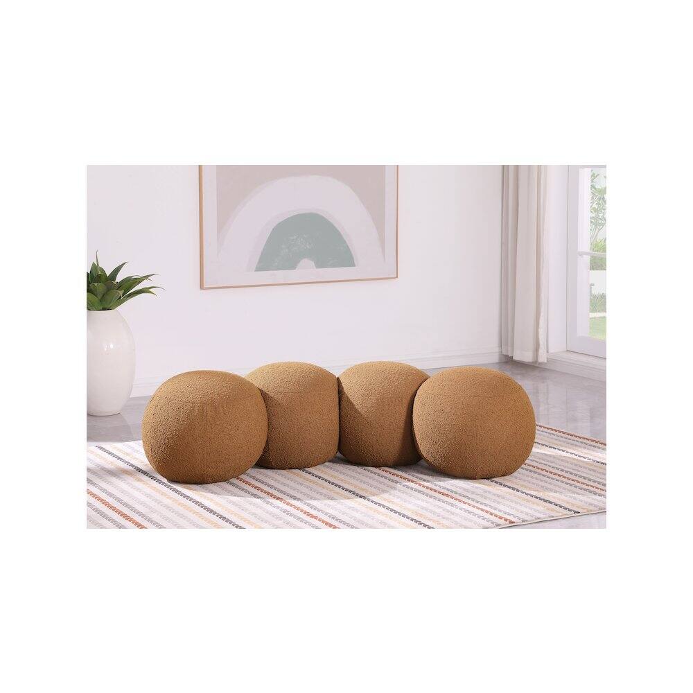 Alt View 1. Meridian Furniture - Apollo Saddle Boucle Fabric Bench - Brown.