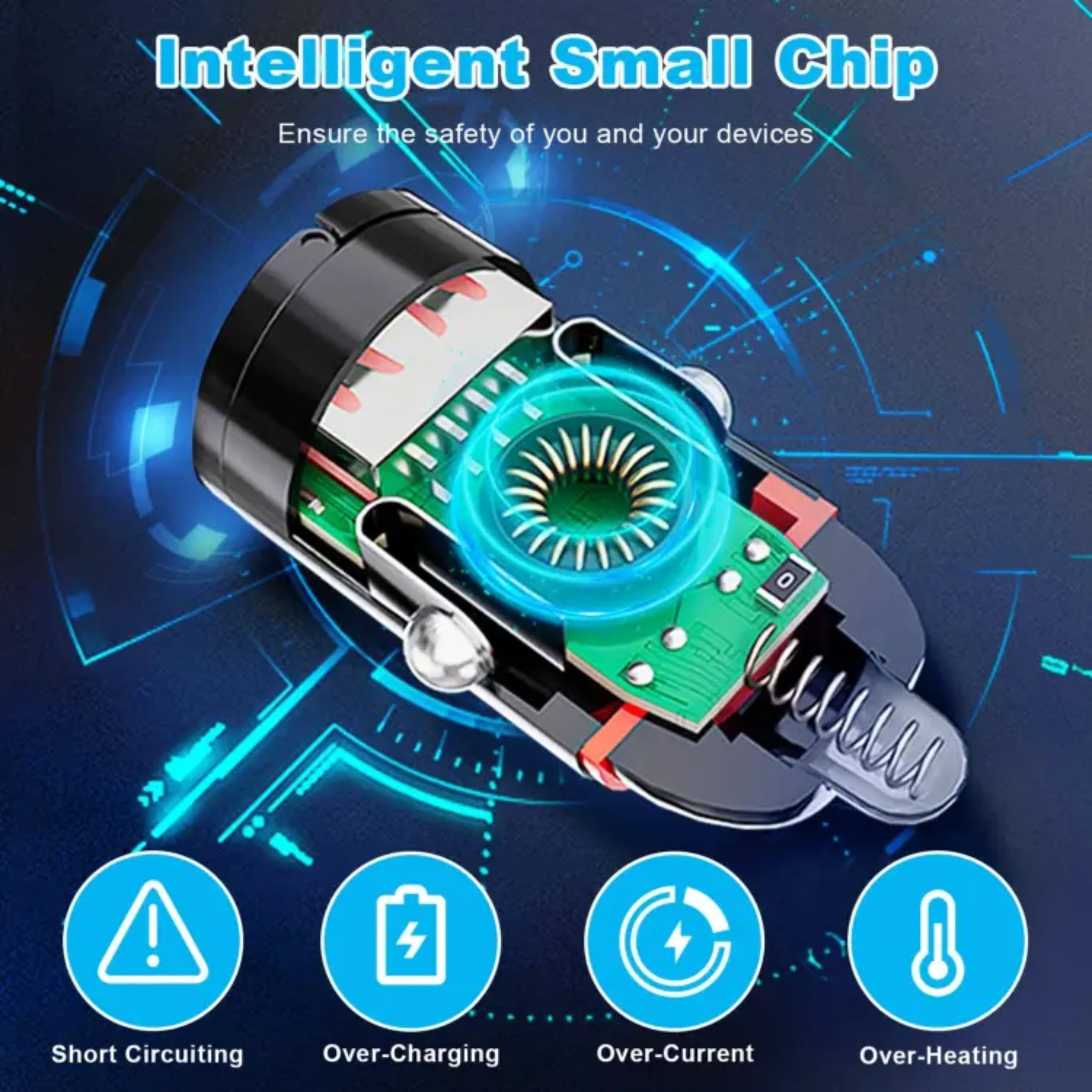 Intelligent Small Chip  
Ensure the safety of you and your devices!  

- Short Circuiting  
- Over-Charging  
- Over-Current  
- Over-Heating