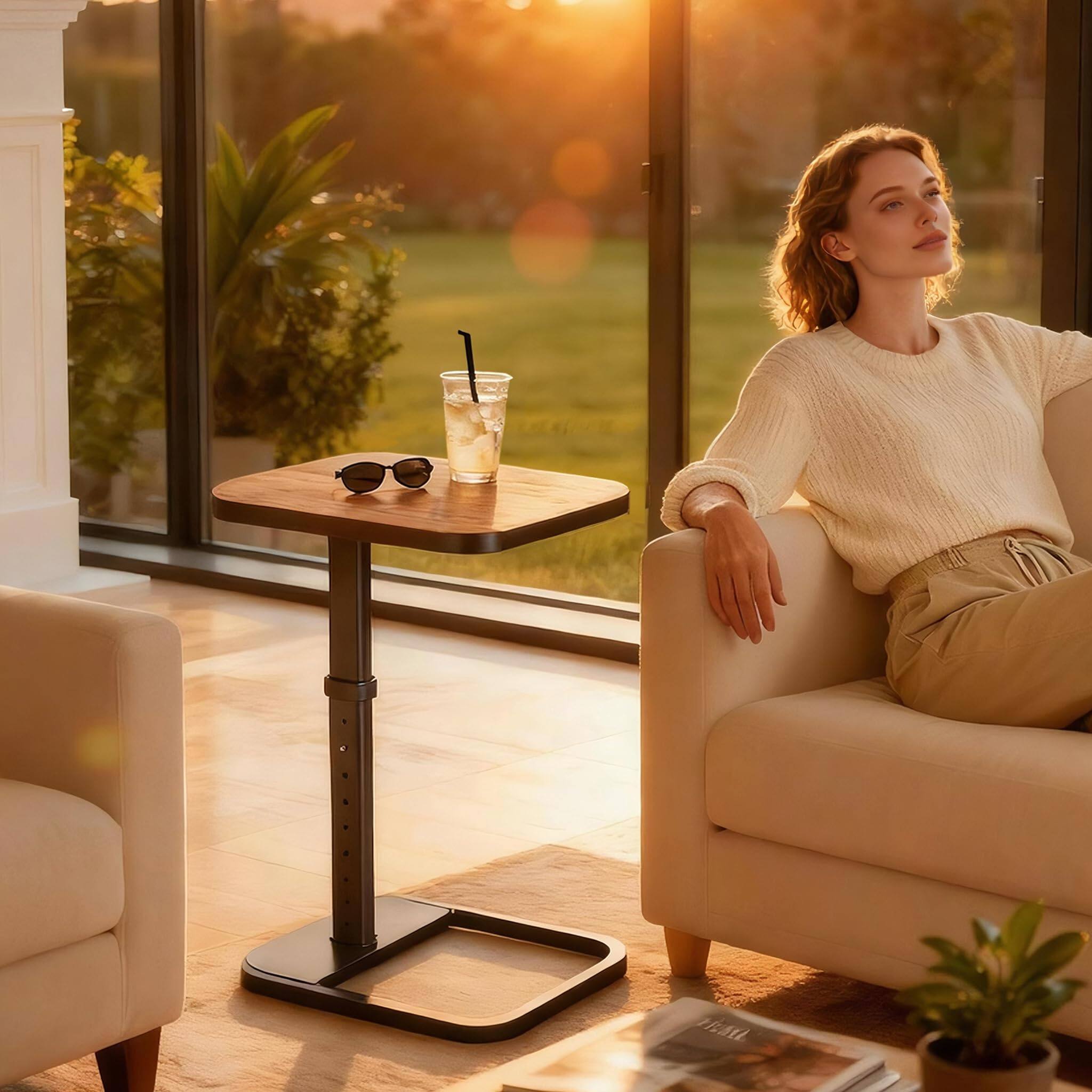 Alt View 5. PARKER SLATER - Tv Tray Table Adjustable Height Flip top Rounded Metal Corners Snack For Couch Sofa Bed Chair Living Room C.