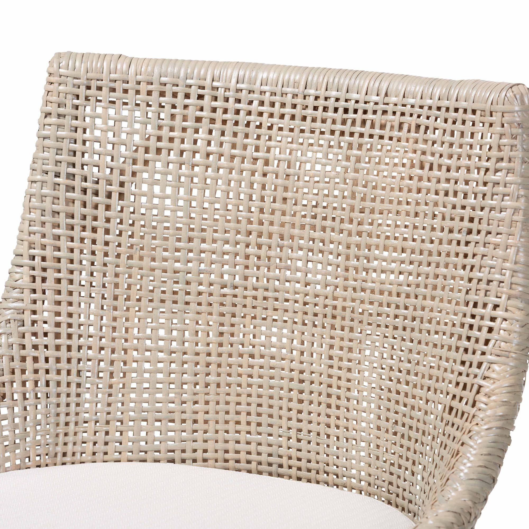 Back. bali & pari - Bella Swivel Rattan Bar Stool with Cushion - Handwoven Wicker Bar Chair with Backrest and Footrest - French Grey.