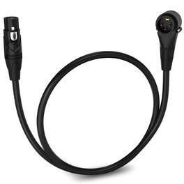 Lyxpro - 1.5 Ft Right Angle XLR Cable, Male to Female, 3 Pin Microphone Cable - Black