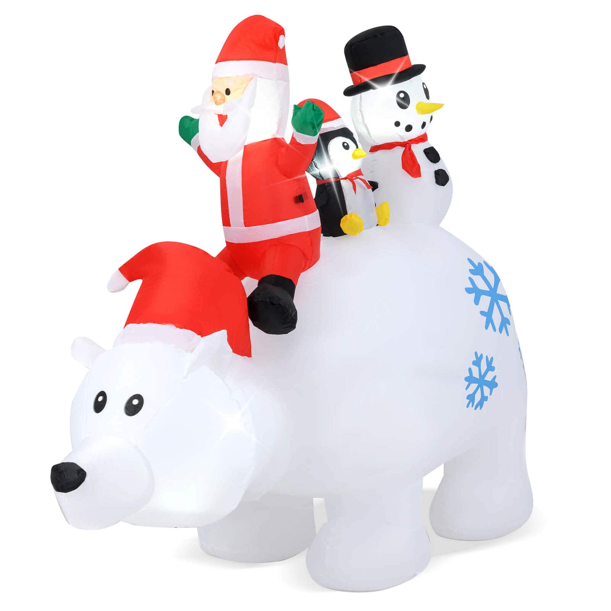 Front. Costway - Costway 6 FT Christmas Inflatable Animated Santa Penguin & Snowman Riding Polar Bear - White.