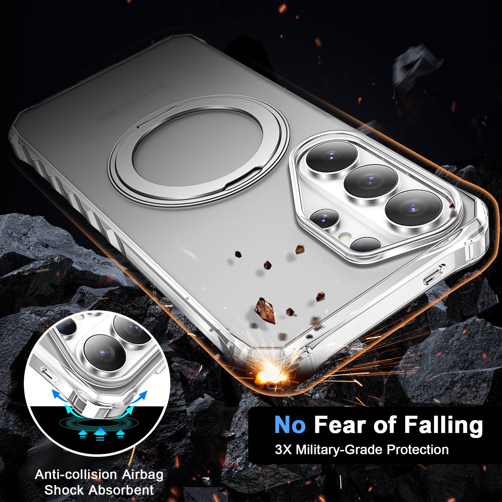 Anti-collision Airbag  
Shock Absorbent  
No Fear of Falling  
3X Military-Grade Protection