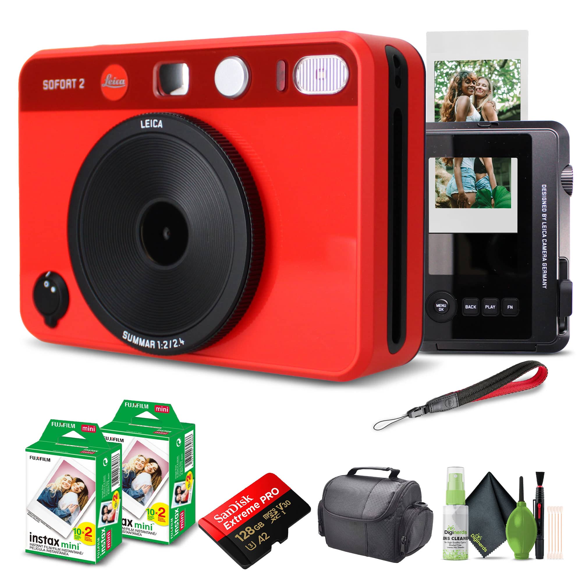 Leica - Sofort 2 Hybrid Instant and Digital Camera + Instant Film 40 Sheets - Red