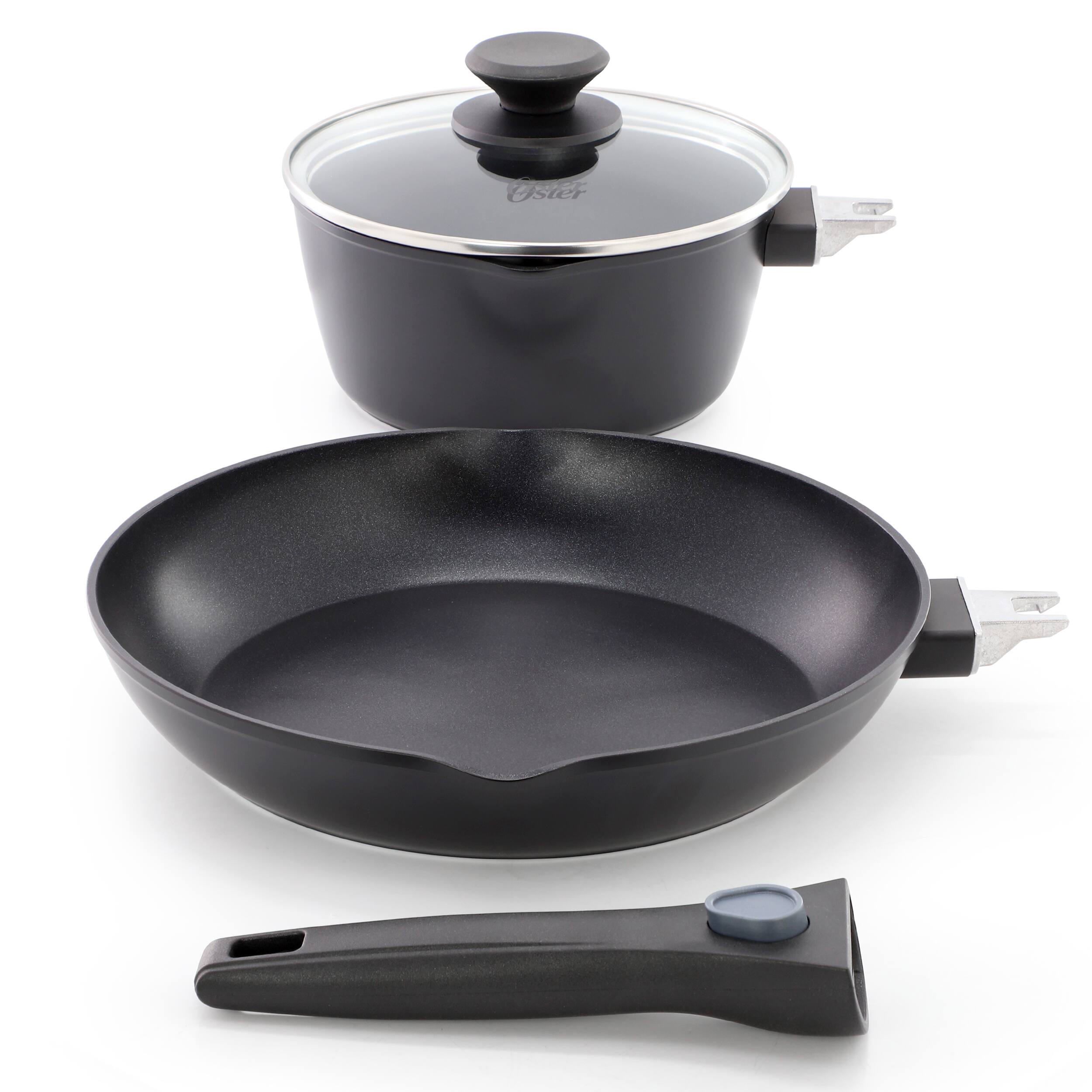 Alt View 1. Oster - Oster Smarthandle Advance 4 Piece Nonstick Aluminum Cookware Set in Black - Black.