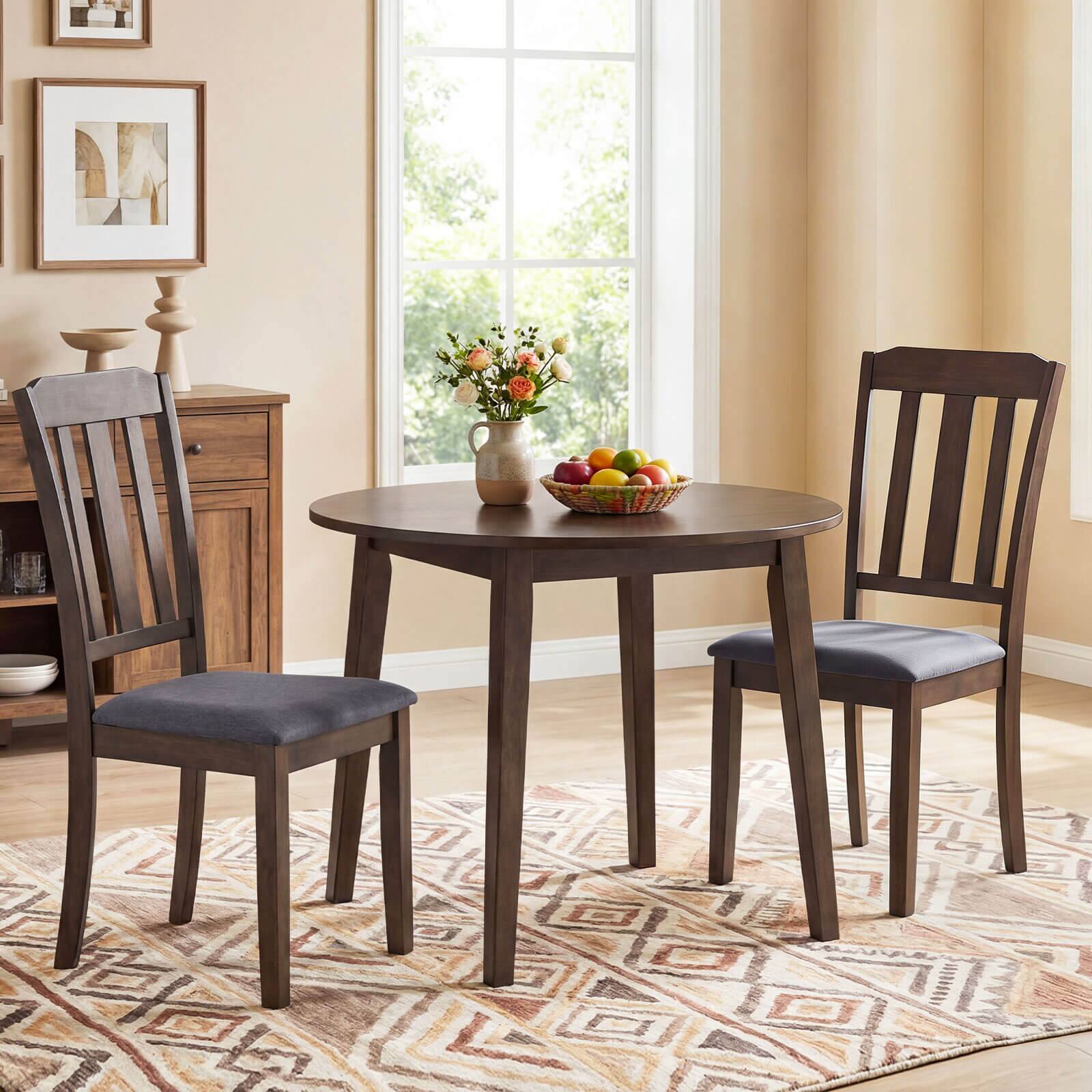 Alt View 1. Costway - Costway Dining Chairs Set of 4 with Comfortable Backrest & Padded Seat for Living Room - Brown & Gray.