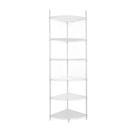 Front. COWLOWN - 6-Tier Corner Wire Shelving Rack Adjustable Heavy Duty Metal Storage Shelf White - White.