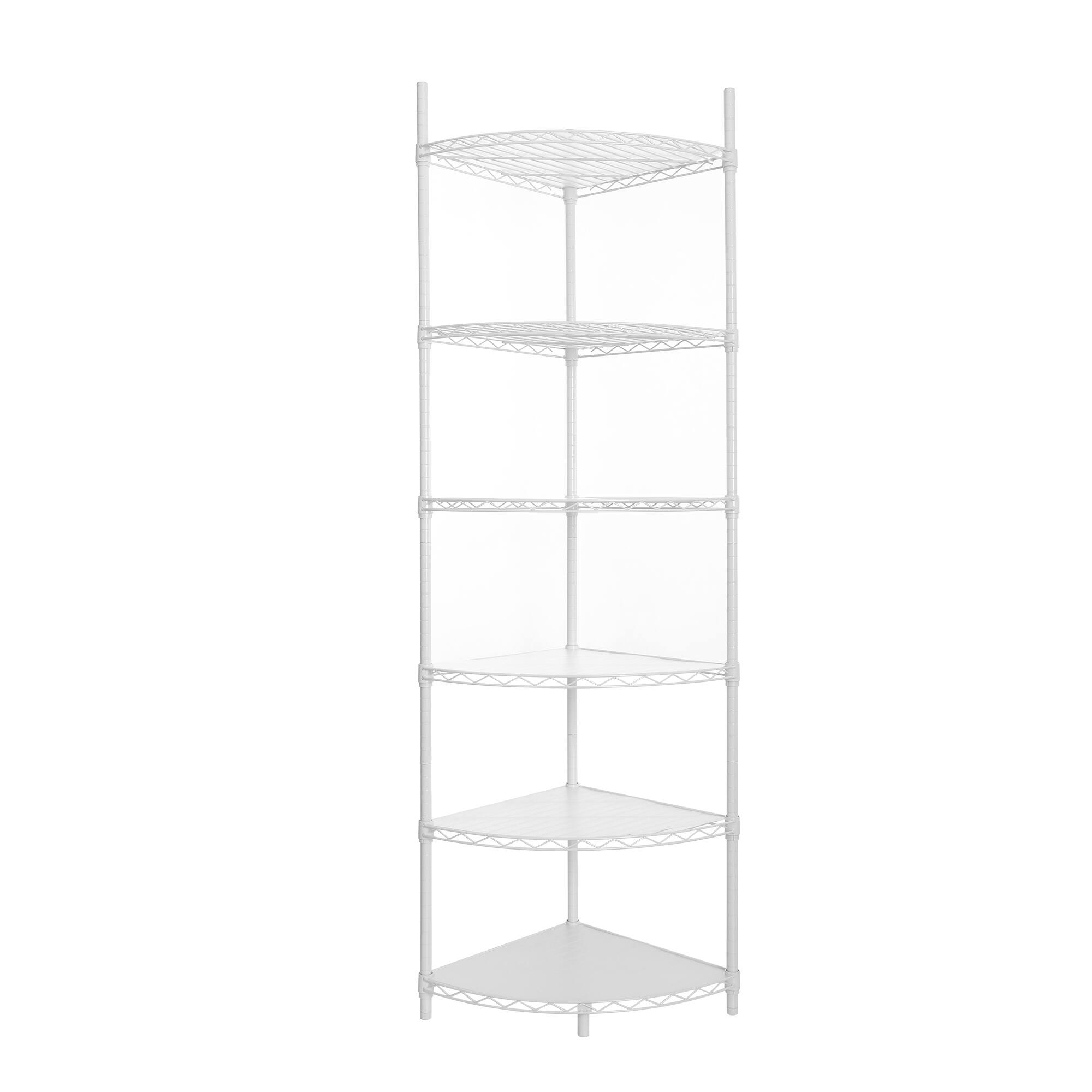 Front. COWLOWN - 6-Tier Corner Wire Shelving Rack Adjustable Heavy Duty Metal Storage Shelf White - White.