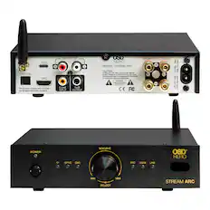DAC OPTICAL ARC
This product complies with UL62368-1 and all applicable safety standards
LINE INPUT R COAX SUB INPUT OUTPUT
SPEAKER OUTPUTS
MODEL: STREAM ARC
CAUTION:
REDUCE THE RISK OF ELECTRIC SHOCK
DO NOT REMOVE COVER (OR BACK)
NO USER SERVICEABLE PARTS INSIDE
REFER SERVICING TO QUALIFIED SERVICE PERSONNEL
CAUTION:
NOT OPEN
SOHO
220-240V- 50HZ
100-120V~
250V TIAL FUSE: 250V T2AL FUSE:
POWER
VOLUME
OSD NERO
OPTIC DAC
ARC
COAX LINE
MIN
MAX SELECT
STREAM ARC