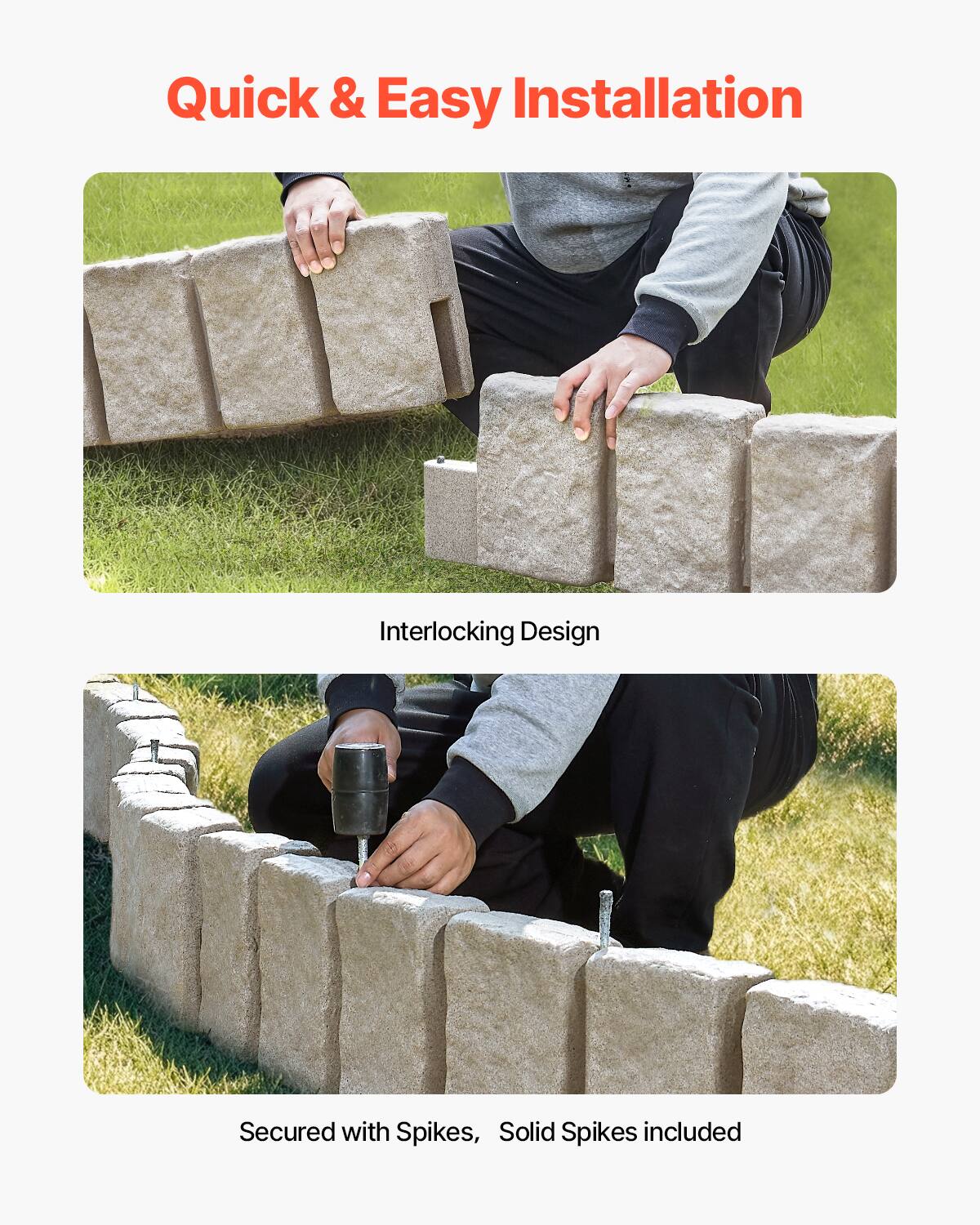 Quick & Easy Installation

Interlocking Design

Secured with Spikes, Solid Spikes included