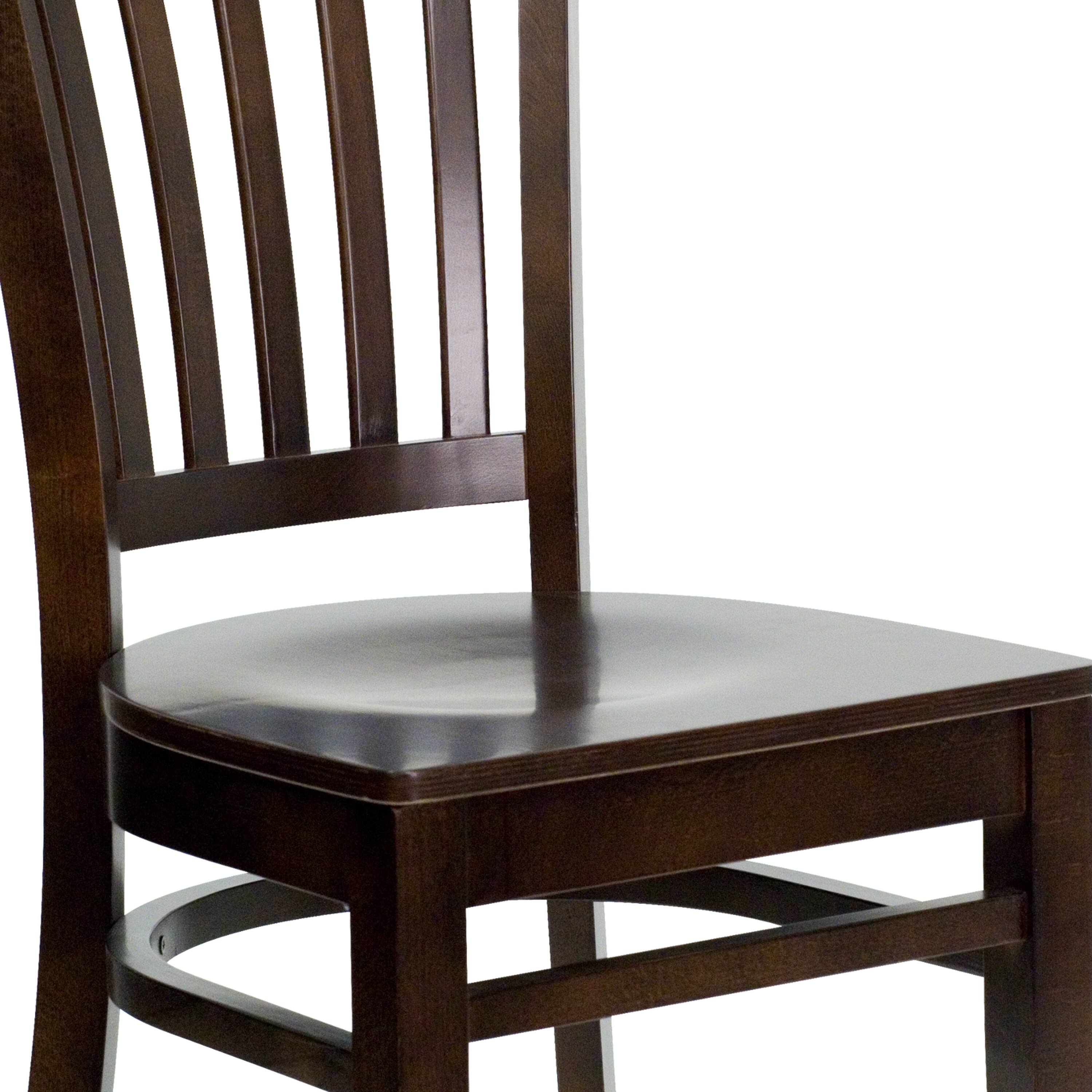 Alt View 8. Emma + Oliver - Vertical Slat Back Wooden Restaurant Dining Chair - Walnut Wood Seat/Walnut Wood Frame.
