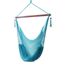 Sunnydaze - Extra Large Polyester Rope Hammock Chair and Spreader Bar - Sky Blue