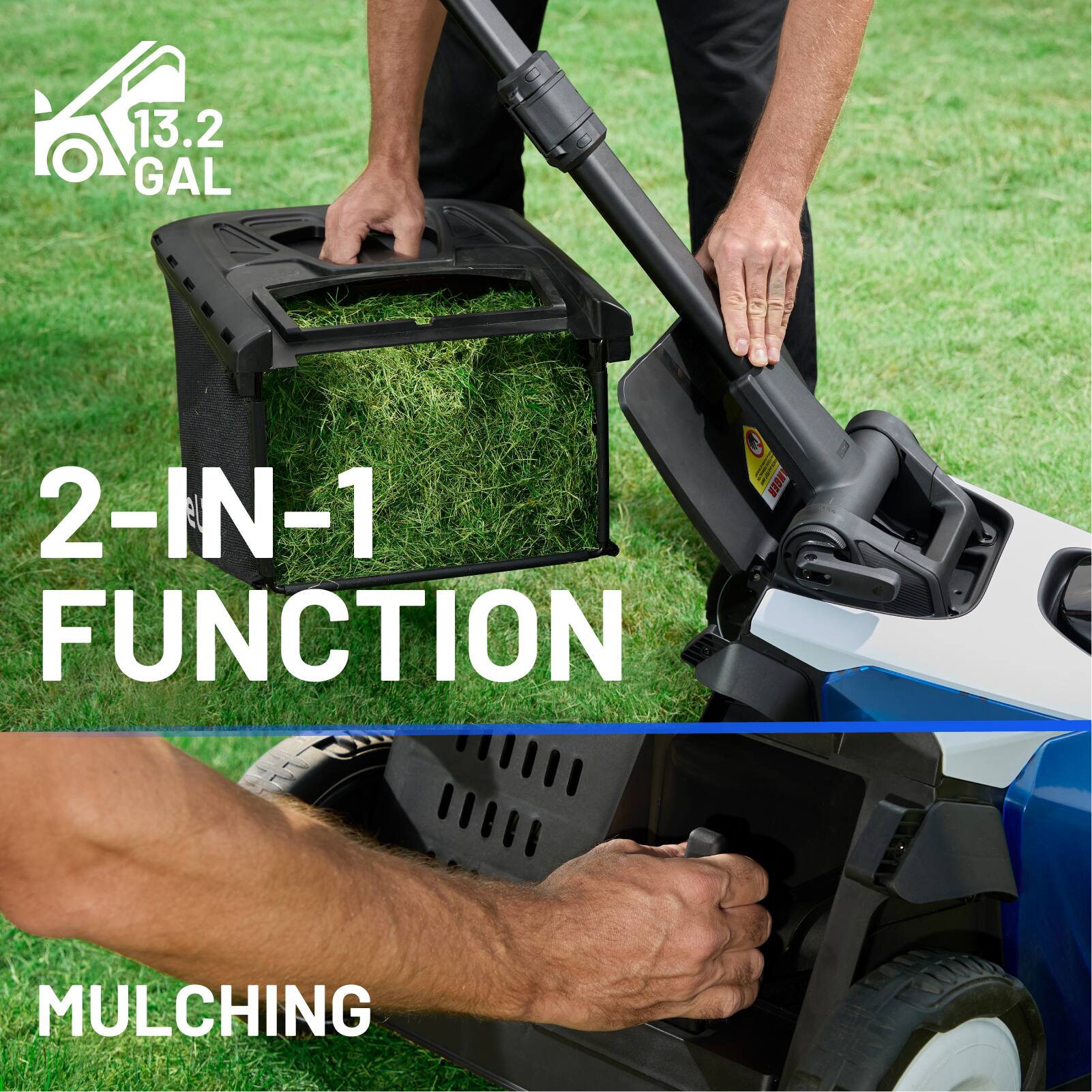 Litheli - 40V (2×20V) U20 Series 18.5-Inch Brushless Cordless Self-Propelled Lawn Mower (2×4.0Ah Batteries & Dual Charger) - Black/Blue - Thumbnail 5