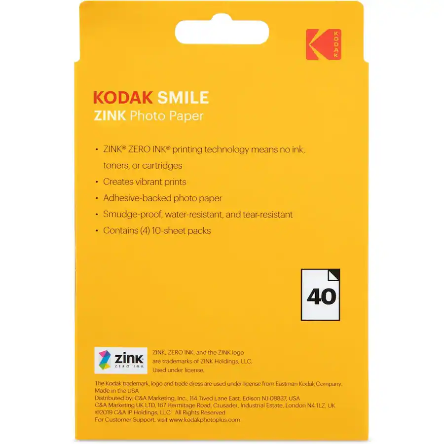 Zild Photo Paper Kodak Premium Zink Photo Paper (3.5x4.25 inch 40) Sheets for Smile ...
