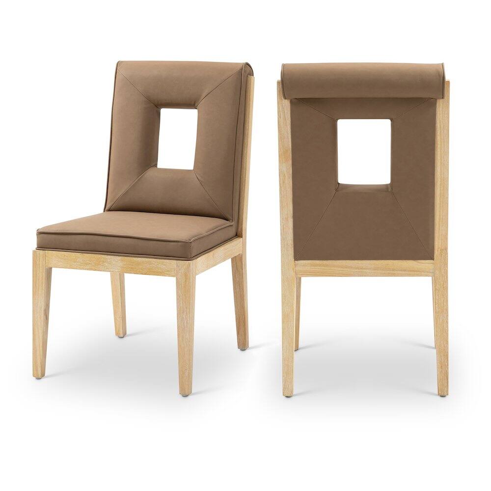 Meridian Furniture - Gwendolyn Vegan Leather Dining Side Chair, Set of 2 - Brown