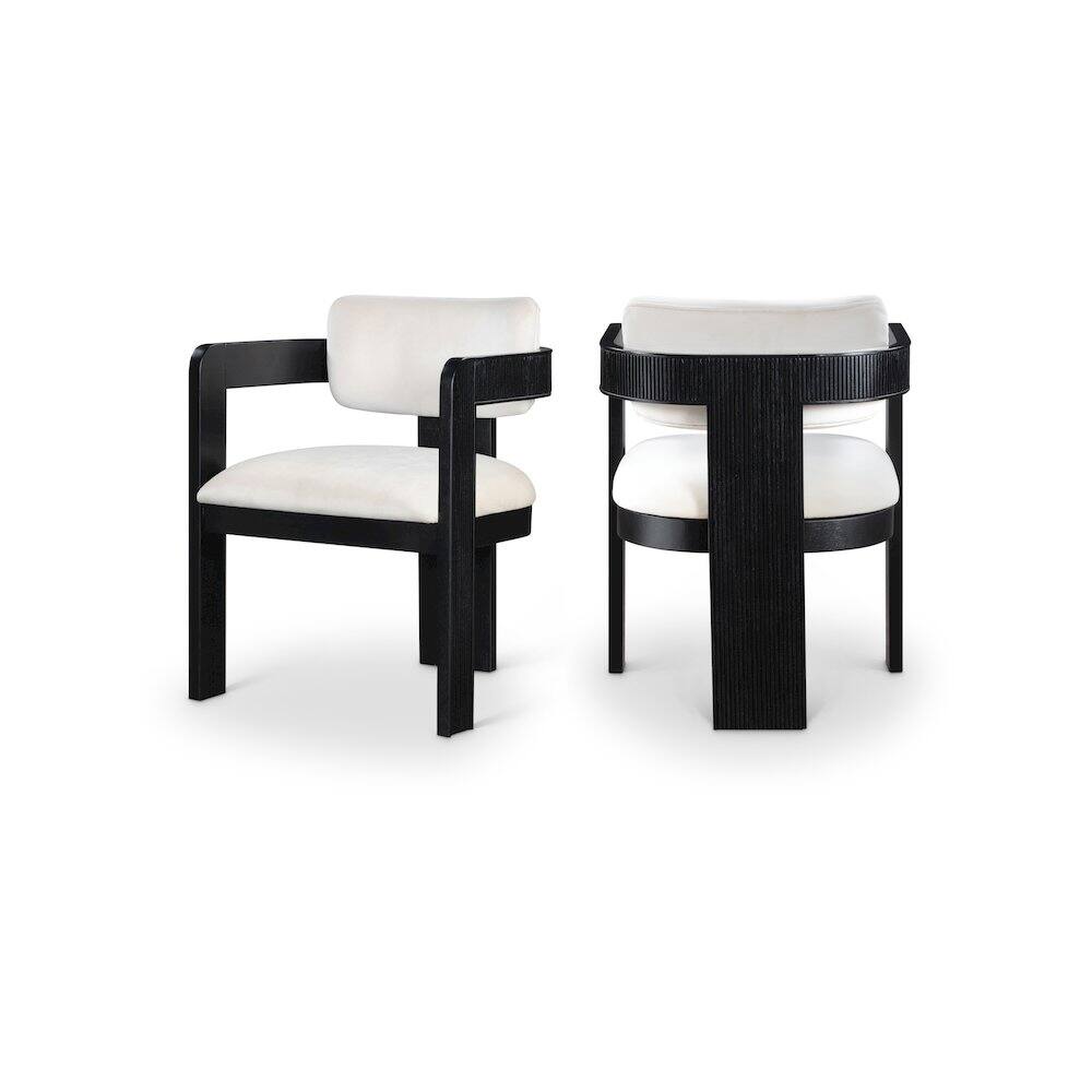 Front. Meridian Furniture - Sacha Cream Velvet Dining Chair, Set of 2 - Beige.