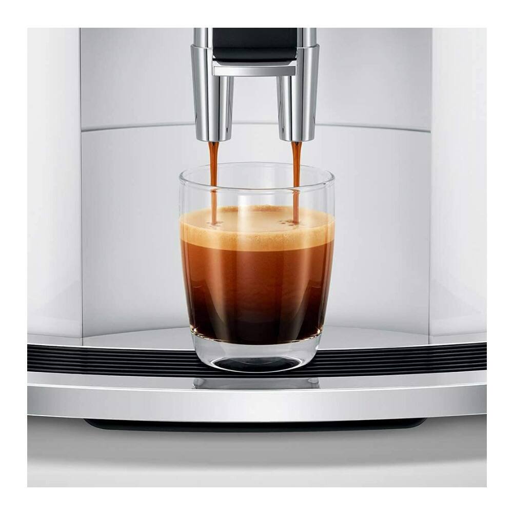 Back. JURA - Jura E8 Automatic Espresso Machine (Piano White) with Glass Milk Container - White.