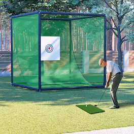 ELEMENT ACE - 10 x 10 x 10FT Golf Practice Net Cage with Metal Frame Hitting Net Kit for Backyard, Golf Training Simulators - Black
