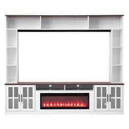 Boyel Living - U-Can 95.5" W Wall Unit Entertainment Center with Bookshelves for TVs up to 80" Modern TV Stand - White