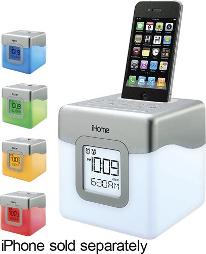  iHome - Color-Changing Dual-Alarm Clock Speaker for 30-Pin Apple® iPhone® and iPod®