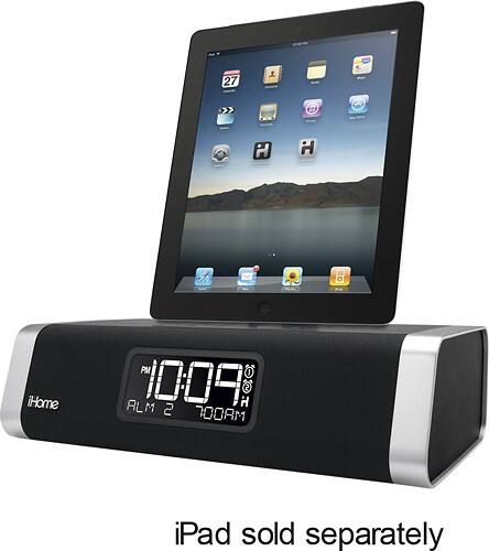 Angle Standard. iHome - Dual-Alarm Clock Radio for Apple® iPad®, iPod® and iPhone® - Black/Silver.