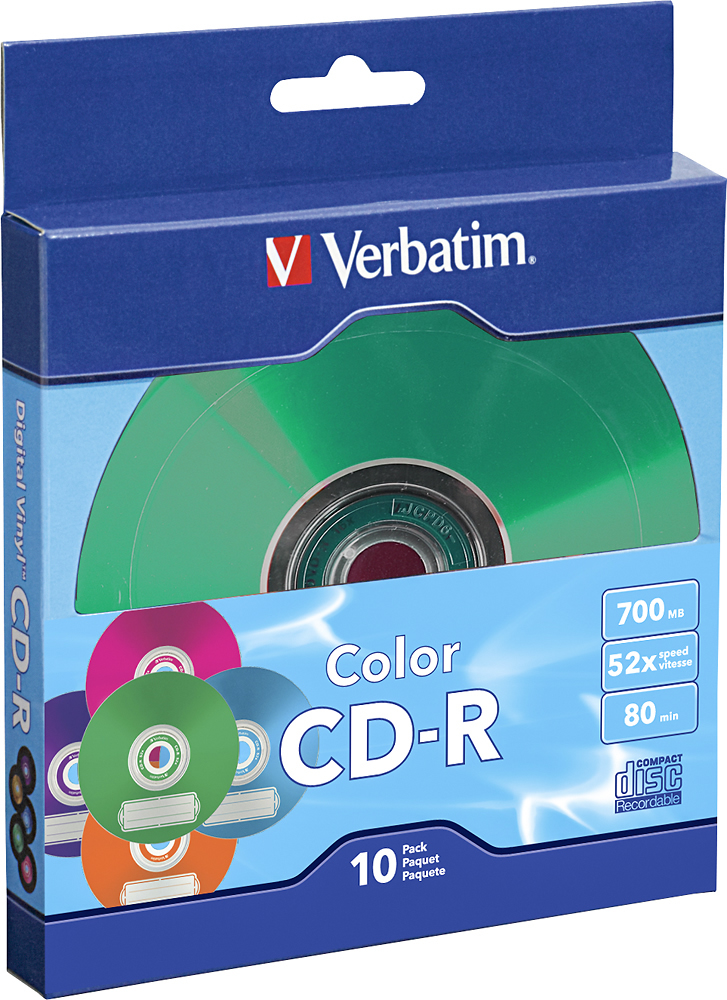 CD-R 700MB Color Branded Surface (10-pack) Blue/Green/Purple/Orange/Pink 98939 - Best Buy